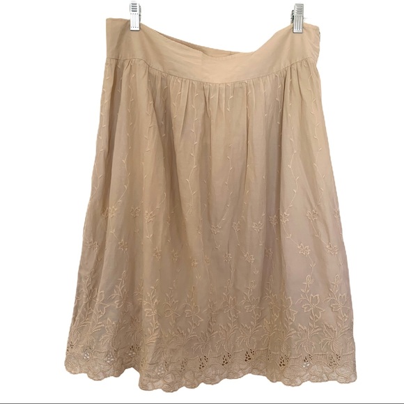 Banana Republic Embroidered Tan Skirt